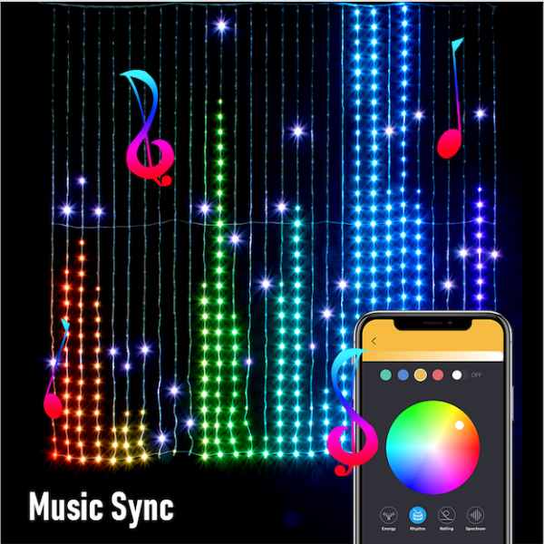 Smart LED curtain lights-Music Sync