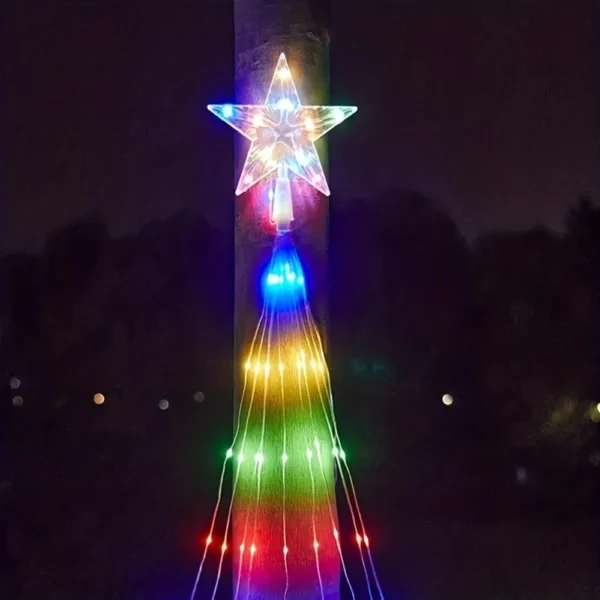 198 LED Christmas Tree Five Pointed Star Lights Remote Control USB 8 Modes Waterproof Fairy Light Outdoor Garden Holiday Decorat - Image 4