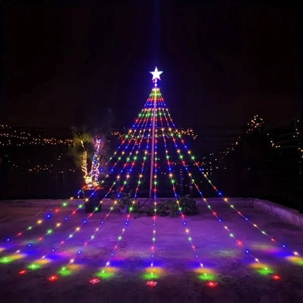 198 LED Christmas Tree Five Pointed Star Lights Remote Control USB 8 Modes Waterproof Fairy Light Outdoor Garden Holiday Decorat - Image 2