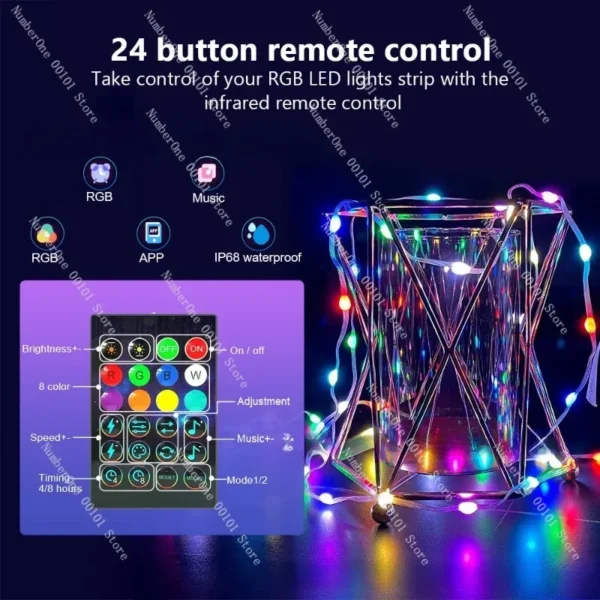 Christmas tree light LED three wire light string Bluetooth intelligent remote control outdoor decoration holiday light - Image 3