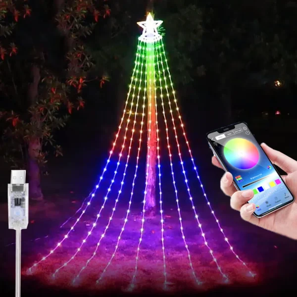 Smart App Control Christmas Waterfall Lights Outdoor - Image 2