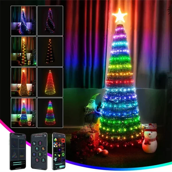 2.1M Smart APP Control Lighted Christmas Tree Outdoor DIY Text Pictures LED Animated Christmas Cone Tree Fairy Light Show - Image 5