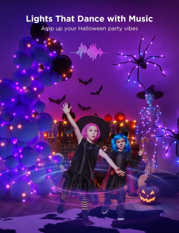 Christmas Lights 66ft, Smart RGBIC Halloween Lights App-Controlled, 125+ Scene Modes, IP65 Waterproof, Sync with Music, Works - Image 4