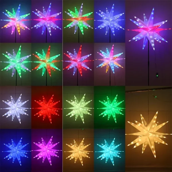 60CM Smart Lighted Christmas Tree 3D Star Light App Control RGB Starburst Fireworks Light RGB Moravian Star Light for Tree Decor - Image 3