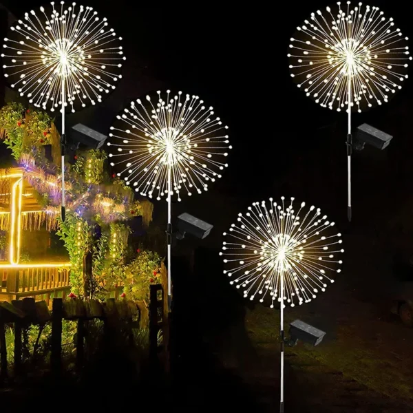 Remote Control Fireworks String. Dandelion Solar Floor Plug Pole Coral Light Christmas Decoration - Image 5