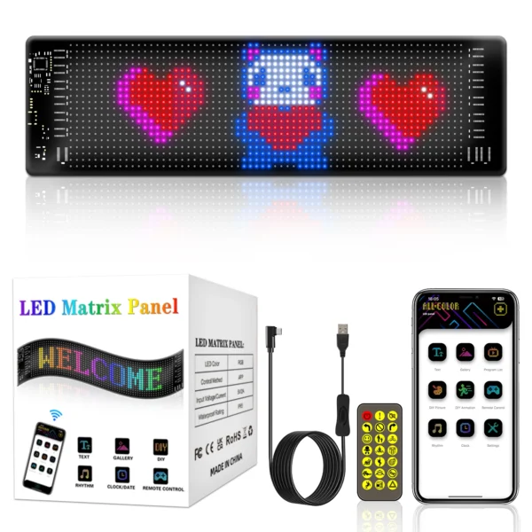 LED Display Full Color Bluetooth Connection Mobile APP Electronic Advertising Screen Flexible USB Car Screen - Image 5