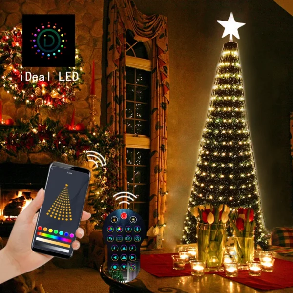 2.1M App Control LED Christmas Tree Light DIY RGB Bluetooth Magic Light String Animation Voice Control Tuya Christmas Decor