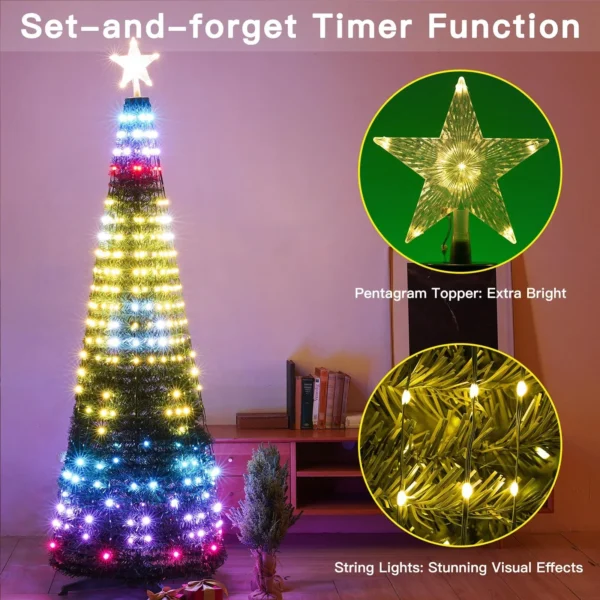 400LEDs RGBIC Christmas Tree Lights APP & Remote Control DIY Graffiti Text Fairy Light Xmas Tree Waterfall Festoon Garland Lamp - Image 4