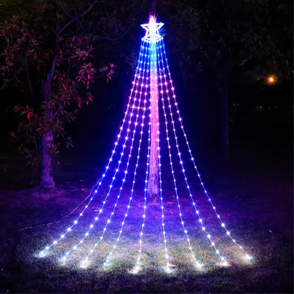 Smart App Control Christmas Waterfall Lights Outdoor