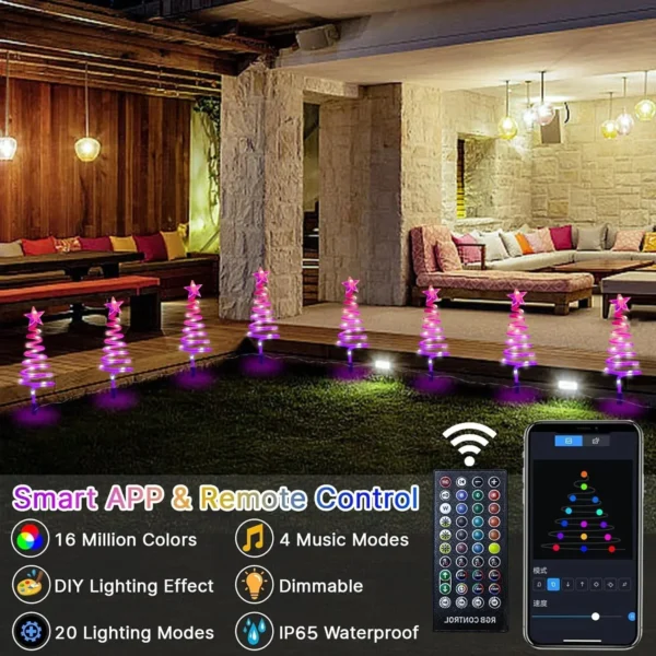 LED Spiral Tree Light Christmas Cone Tree Lights with Topper Star for Indoor Outside Holiday Xmas Light Patio Garden Yard Decor - Image 5