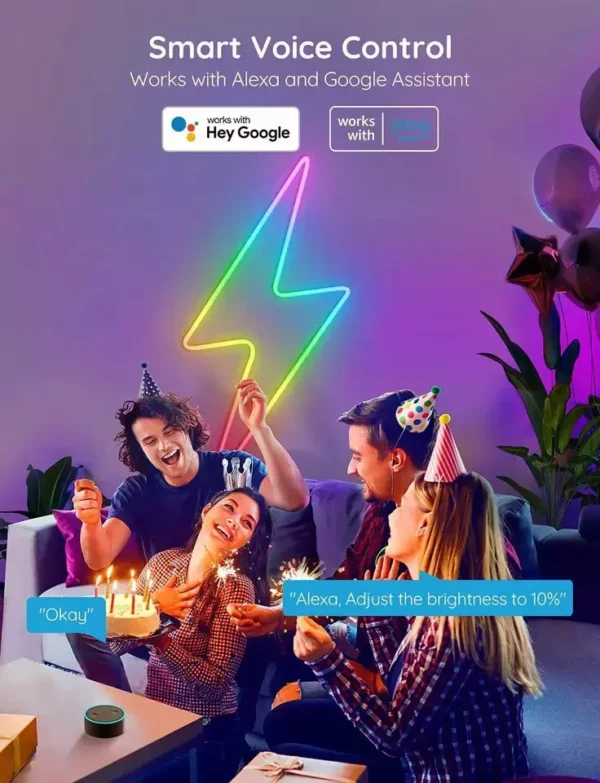 Good Price IP67 16.4ft 5m RGB IC Christmas Home Decor DIY Tuya App Remote Voice Control Flex Bendable LED Neon Rope Strip Lights - Image 3