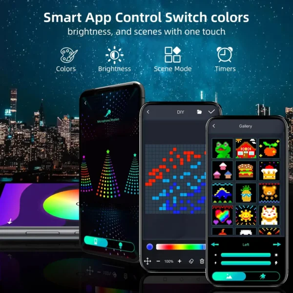 400LEDs RGBIC Christmas Tree Lights APP & Remote Control DIY Graffiti Text Fairy Light Xmas Tree Waterfall Festoon Garland Lamp - Image 2