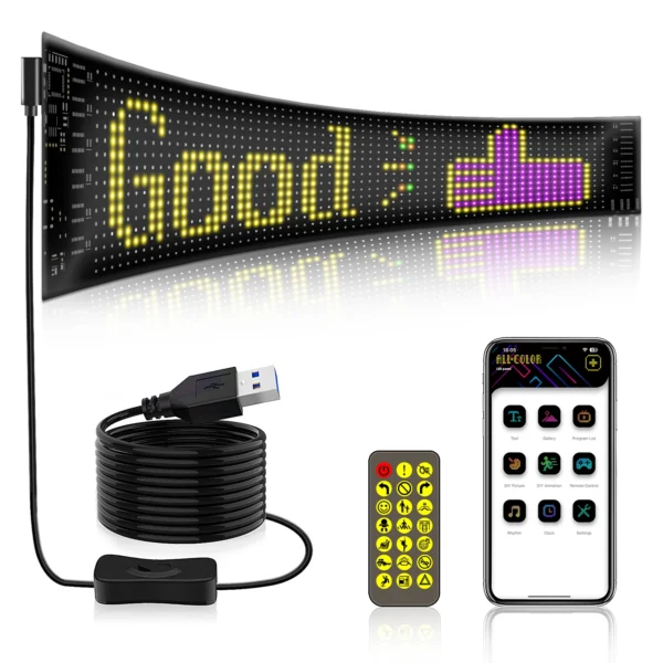 Night Light USB Programmable LED Pixel Matrix Soft Screen RGBIC Bluetooth APP Controls Car Advertising Text Animation - Image 3