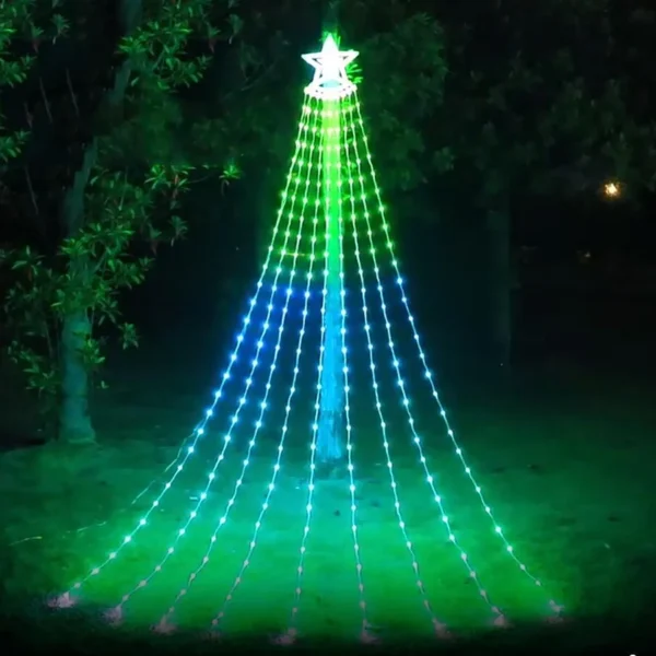 304LED Smart Christmas Tree String Light with Star Topper 2.8M Dreamcolor APP Control Waterfall Fairy Light String Garland - Image 4