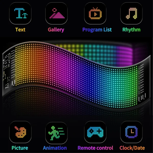LED Display Full Color Bluetooth Connection Mobile APP Electronic Advertising Screen Flexible USB Car Screen - Image 2