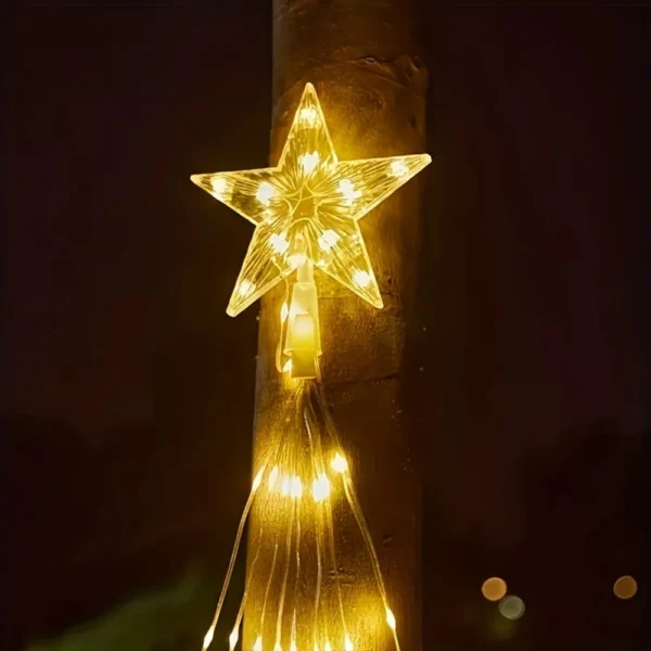 198 LED Christmas Tree Five Pointed Star Lights Remote Control USB 8 Modes Waterproof Fairy Light Outdoor Garden Holiday Decorat - Image 5