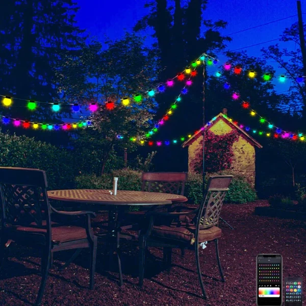 Smart String Light Bluetooth APP Remote Festoon Lamp Music Sync Waterproof Bedroom Christmas Tree Garden Decor Globe Fairy Light - Image 6