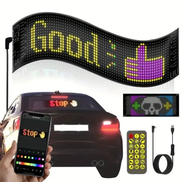 LED Matrix Panel Screen DIY 5V USB Remote Control+App Flexible Car Scrolling Display Halloween Christmas Room Home Decoration