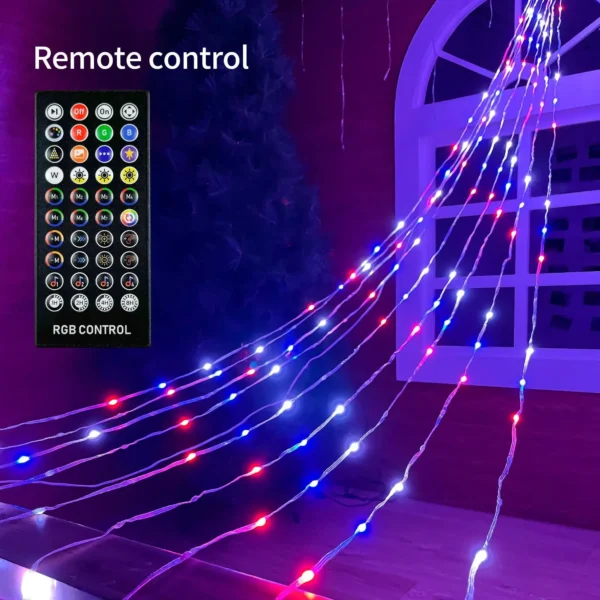 9pcs X 5M Led Star Topper DIY Waterfall Christmas Tree String Light RGBIC Smart APP Control Outdoor Waterfall Fairy Light String - Image 3