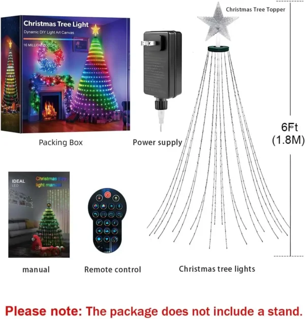 Smart Christmas Tree Toppers Lights Multicolor Fairy LED Star String Waterfall Xmas APP Bluetooth Home Yard DIY programmed - Image 2