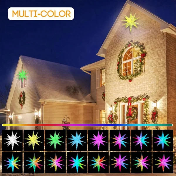 Christmas Star Tree Decor 3D Moravian Star Decor Bluetooth App Control Music Sync LED Christmas Light with Remote 40CM - Image 2