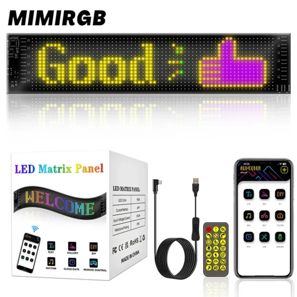 Night Light USB Programmable LED Pixel Matrix Soft Screen RGBIC Bluetooth APP Controls Car Advertising Text Animation