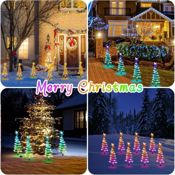 LED Spiral Tree Light Christmas Cone Tree Lights with Topper Star for Indoor Outside Holiday Xmas Light Patio Garden Yard Decor - Image 6