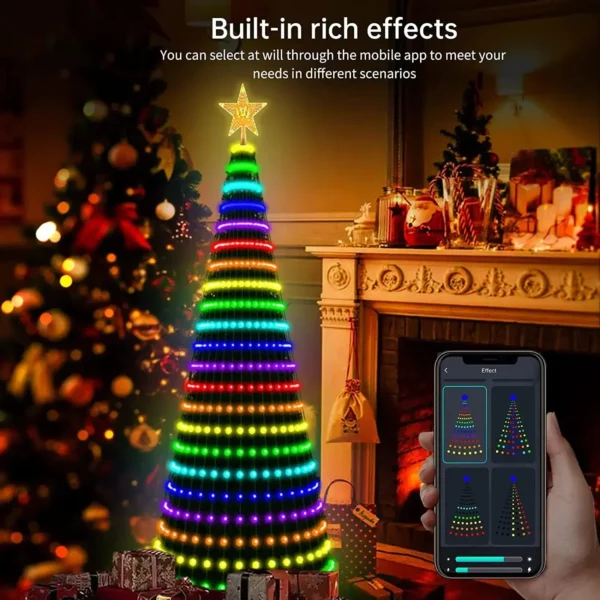 400LED Smart Christmas Tree Lights APP Control DIY Text Picture RGB String Lights with Remote Control for Christmas Bedroom - Image 5