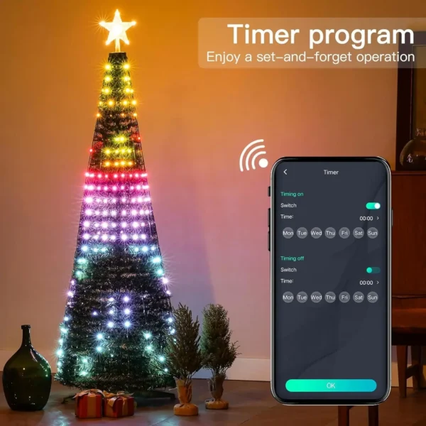 Smart Christmas Tree Toppers Lights Multicolor Fairy LED Star String Waterfall Xmas APP Bluetooth Home Yard DIY programmed - Image 3