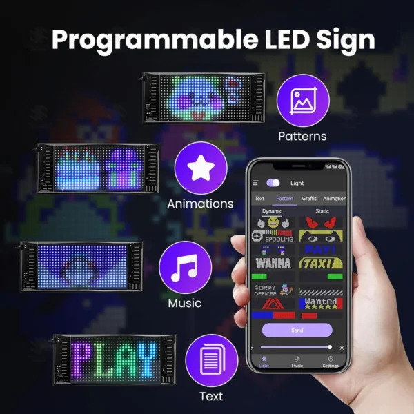 App Control Led Matrix Panel Programmable Scrolling Message Led Shop Signs Text Graffiti Display DIY Car Bar Store Advertising - Image 2