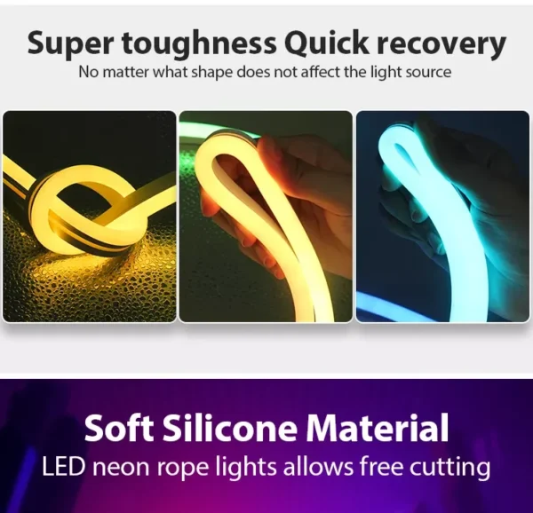 Good Price IP67 16.4ft 5m RGB IC Christmas Home Decor DIY Tuya App Remote Voice Control Flex Bendable LED Neon Rope Strip Lights - Image 5
