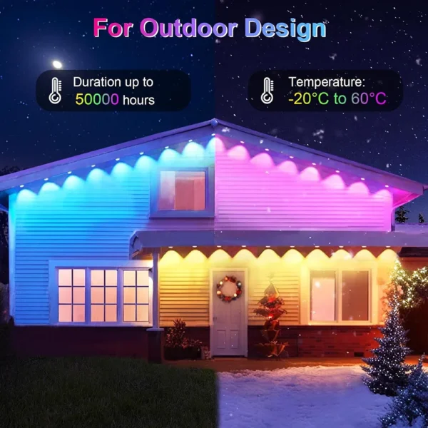 20M Permanent Outdoor Eaves LED Lights String APP 2.4G BEL Controller Color Changing Addressable Light Strip Christmas Decor - Image 2