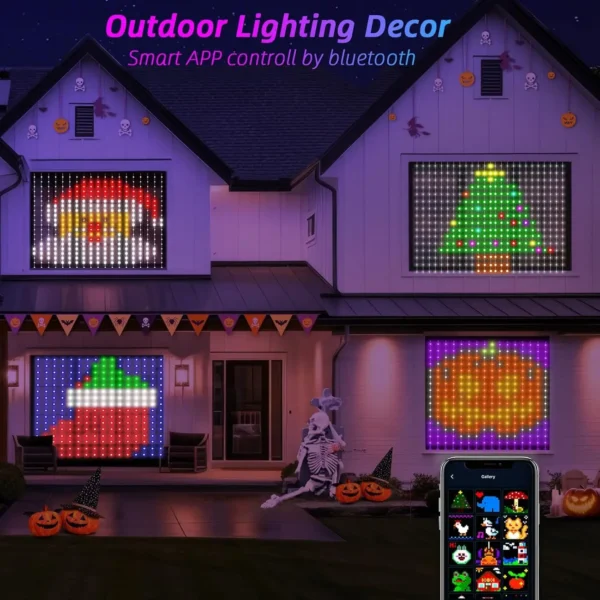 RGB LED Curtain Lights 1.6m Christmas Fairy Light with Remote & APP Control, 256LED Dynamic DIY Lamp for Bedroom Window Backdrop - Image 2