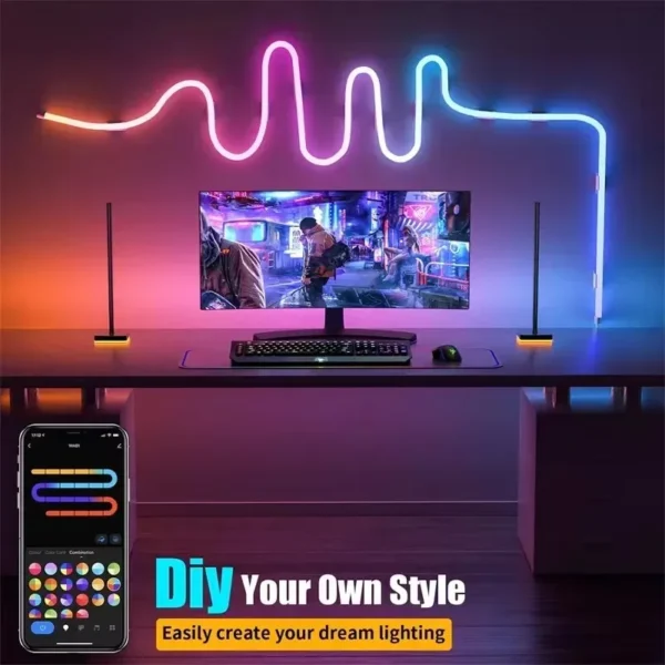 DC5V USB Neon LED Strip Light 1M 2M 3M RGBIC WS2812 Waterproof Neon Sign Tape Bluetooth Control For Room Wall Decor Fairy Light - Image 4