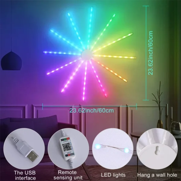 Smart APP LED Firework Light App Controlled Dreamcolor LED Starburst Light Outdoor Hanging Fairy Fireworks Light Garland - Image 2