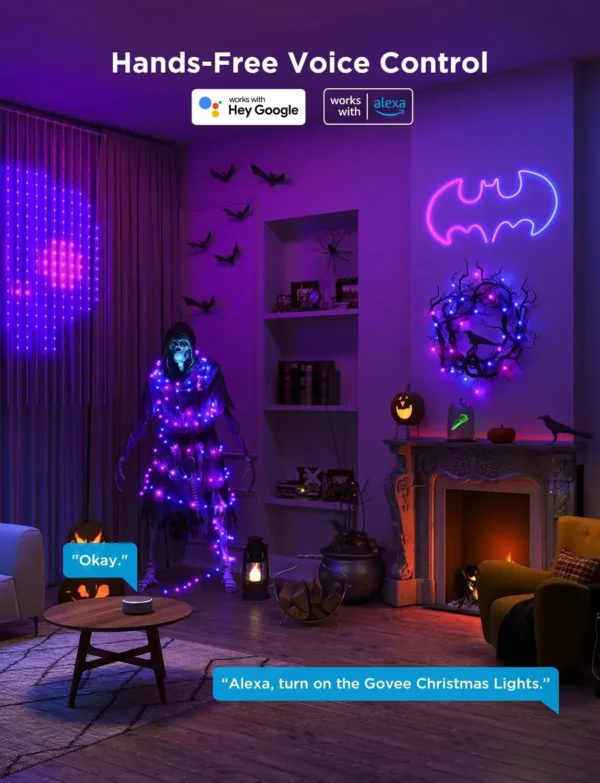 Christmas Lights 66ft, Smart RGBIC Halloween Lights App-Controlled, 125+ Scene Modes, IP65 Waterproof, Sync with Music, Works - Image 6