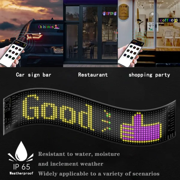 Night Light USB Programmable LED Pixel Matrix Soft Screen RGBIC Bluetooth APP Controls Car Advertising Text Animation - Image 2