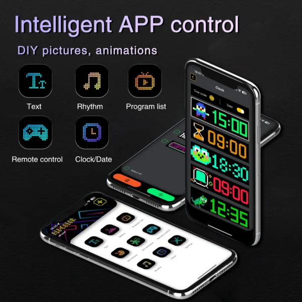 Night Light USB Programmable LED Pixel Matrix Soft Screen RGBIC Bluetooth APP Controls Car Advertising Text Animation - Image 4