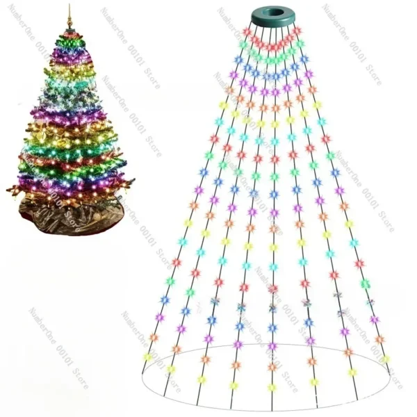 Christmas tree light LED three wire light string Bluetooth intelligent remote control outdoor decoration holiday light - Image 4