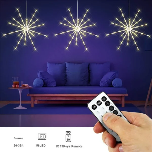 LED Dandelion Lamp With Remote Control, Firework Light, Explosion Star, Fairy Light, Christmas Decoration, New Year Decor - Image 5