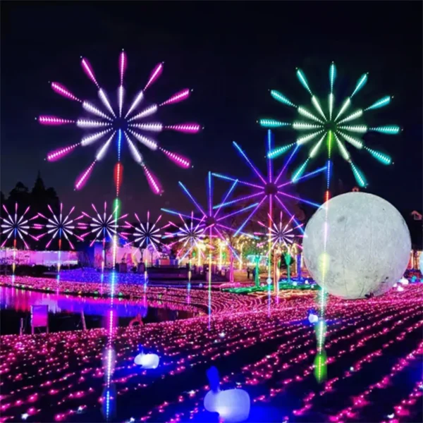 H4.5M Large Smart Lighted Christmas Tree Fairy Light App Controlled Starburst Firework Light Outdoor Garden Fireworks Floor Lamp - Image 3