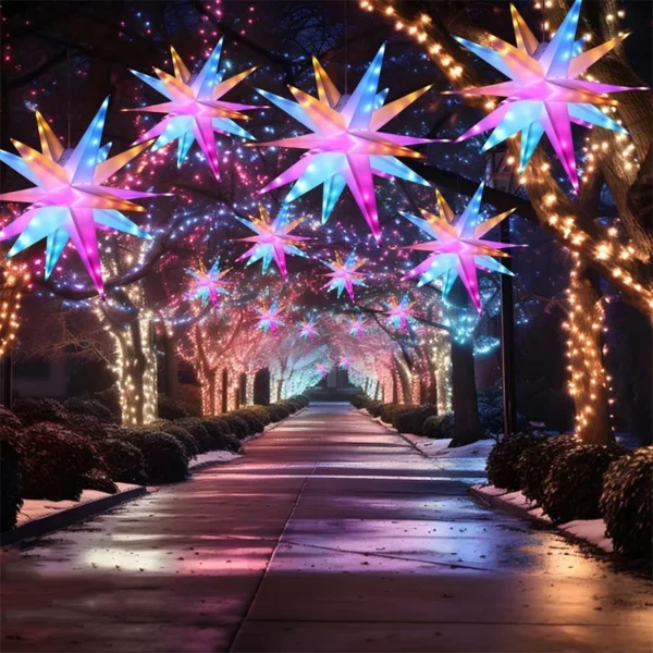 50/60CM Smart APP Firework String Lights With Remote Outdoor RGBIC Hanging Starburst Lights Christmas Tree Topper Star Light - Image 4