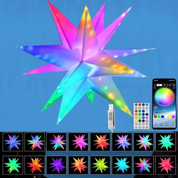 50/60CM Smart APP Firework String Lights With Remote Outdoor RGBIC Hanging Starburst Lights Christmas Tree Topper Star Light