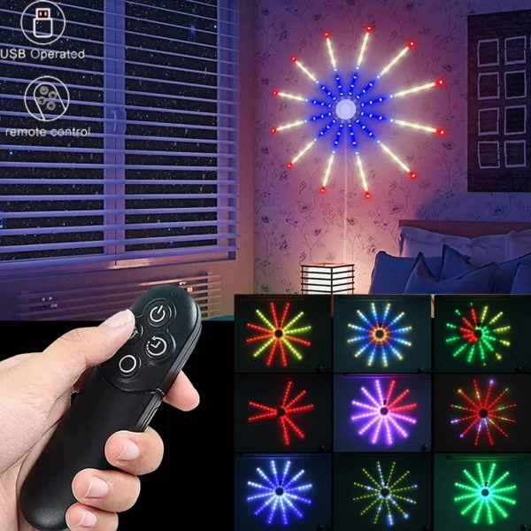 Fireworks LED Light Strip RGB Dream Color Changing Remote Control Firework Light 18 Modes Christmas Living Room Decoration Gift