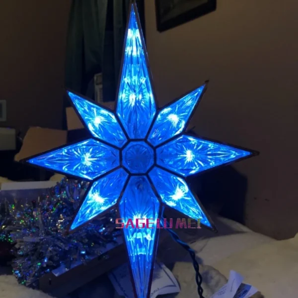 Smart Bluetooth APP Remote Music Sync DIY Christmas Tree Topper Star Lighted Treetop Xmas Tree Decor 8-Pointed Star Decor Lights - Image 3