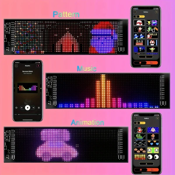 LED Matrix Panel Screen DIY 5V USB Remote Control+App Flexible Car Scrolling Display Halloween Christmas Room Home Decoration - Image 2