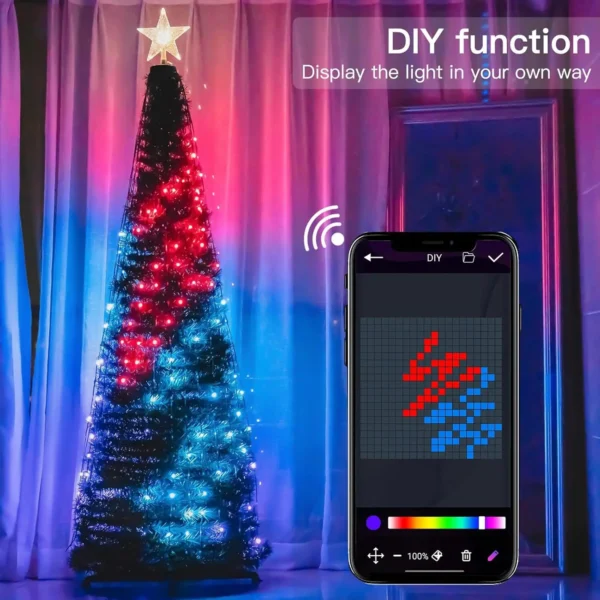 Smart Christmas Tree Toppers Lights Multicolor Fairy LED Star String Waterfall Xmas APP Bluetooth Home Yard DIY programmed - Image 5