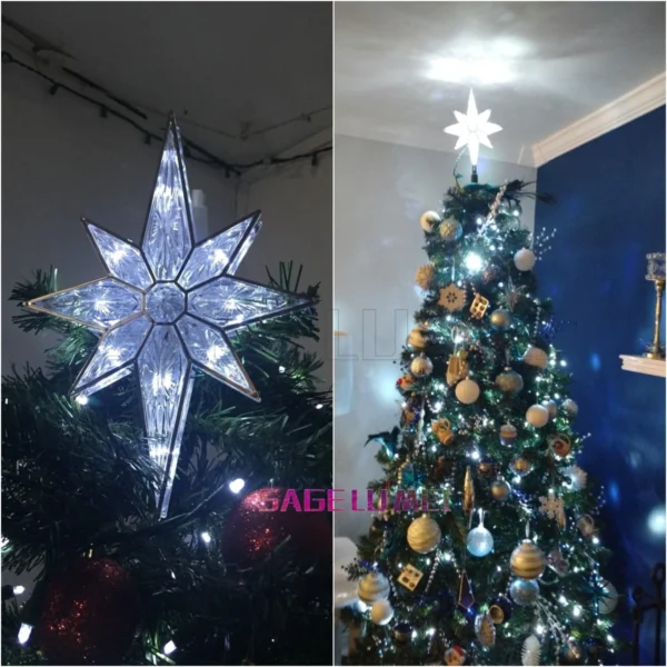 Smart Bluetooth APP Remote Music Sync DIY Christmas Tree Topper Star Lighted Treetop Xmas Tree Decor 8-Pointed Star Decor Lights - Image 6