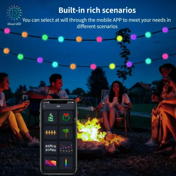 Waterproof Smart Music APP LED Round Ball String Light DC5V Ws2812B Fairy Light Christmas Party Birthday Decoration Ball Lights - Image 5