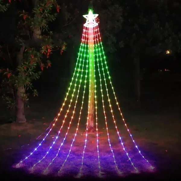 304LED Smart Christmas Tree String Light with Star Topper 2.8M Dreamcolor APP Control Waterfall Fairy Light String Garland - Image 3